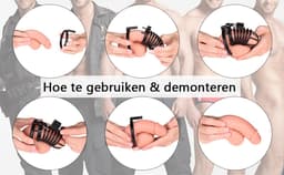 DOWO® - Kuisheidskooi - Black Panther - Metaal - Peniskooi - Kuisheidskooi voor Mannen - Chastity cage - Staal – Zwart - 3 Maten — thumbnail 11