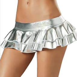 Zilverkleurig mini rokje - Sexy minirok - Erotische kleding - Nep Lakleer - Zilver - Minirok - Sexy rokje - Latex look - One size - CHPN — thumbnail 1