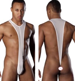 Mannen bodysuit deluxe | Wit | Heren | BDSM kleding | Erotische jumpsuit — thumbnail 1