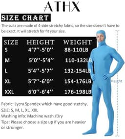 ATHX Heren en vrouwen Spandex Open Gezicht Bodysuit Kostuum Volwassen Stretchy Halloween Cosplay Body Pak Outfits — thumbnail 4