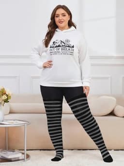Dames Overknees Kousen Katoen Gebreid Extra Lang Gestreepte Thigh High Socks Halloween Casual Hoge Laarzen Kousen Plus Size — thumbnail 3