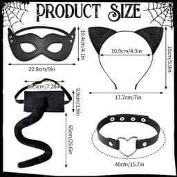 Dames Kattenkostuum Set 4 Delig - Oortjes, Staart, Halsband & Masker voor Feest en Carnaval — thumbnail 5