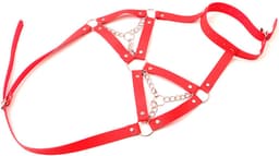 Daity BDSM Harness – Faux Leer Punk Gothic Lichaamsketting met Kwastjes – Voor Mannen en Vrouwen – Bondage en Vastbinden – Sex Toys voor Koppels – rood — thumbnail 1