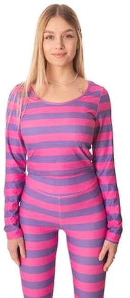 Gestreept kattenkostuum voor dames - crop top shirt en legging voor Halloween cosplay 2024 — thumbnail 3