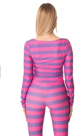 Gestreept kattenkostuum voor dames - crop top shirt en legging voor Halloween cosplay 2024 — thumbnail 5