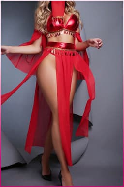 Purple-Daisy Fantasie buikdanseres kostuum voor vrouwen Sexy fantasie kostuum en sexy nachtjapon voor vrouwen 5 deliğe PDS0048-R - Maat S/M - ROOD — thumbnail 2