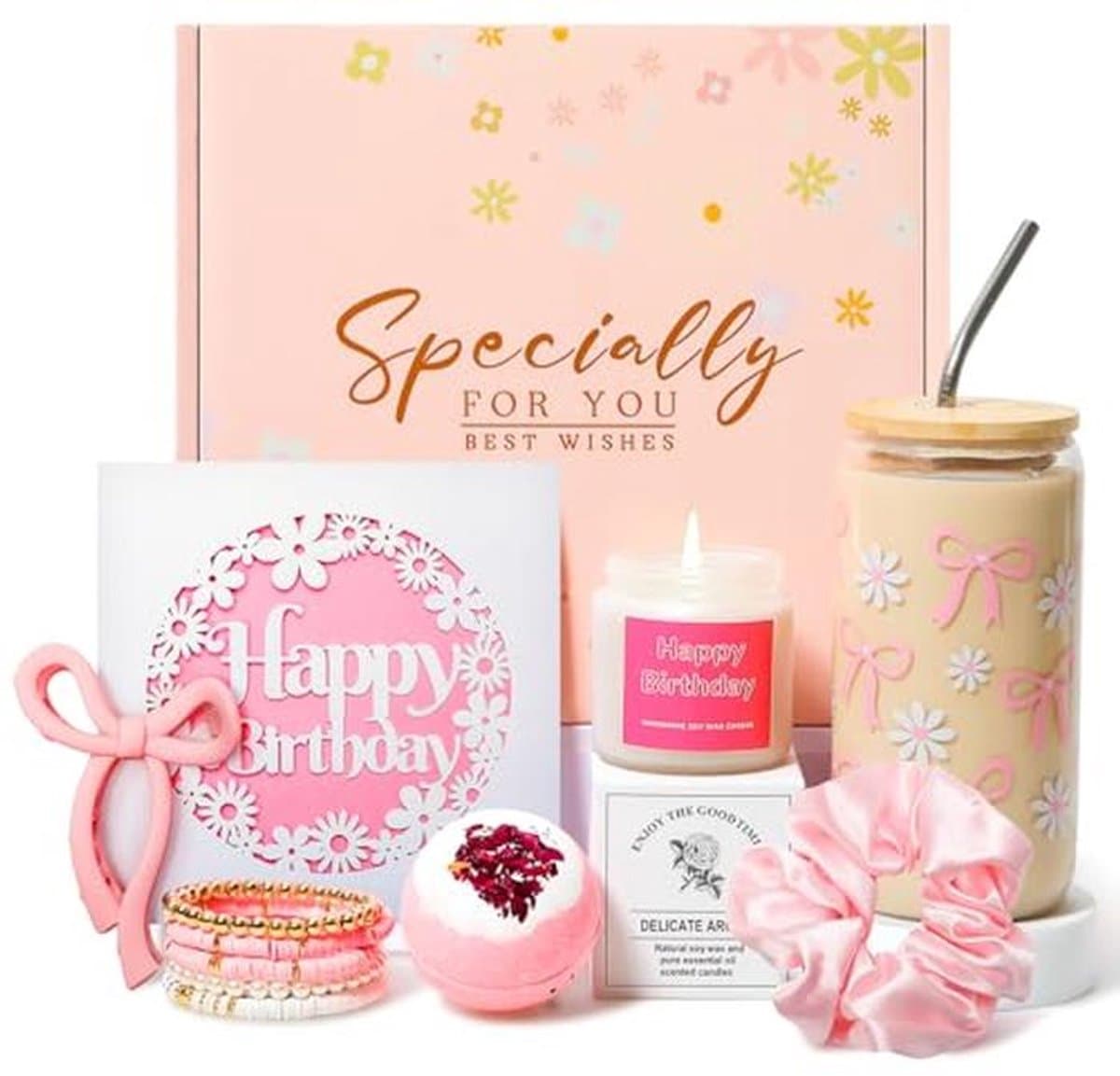 Birthday Gift for Women 10 11 12 16 18 21 30 Years Birthday Gift Girls Teenagers Best Friend Gift Set Pink Stuffs Gift Set for Boyfriend Sister Coworker — afbeelding 1