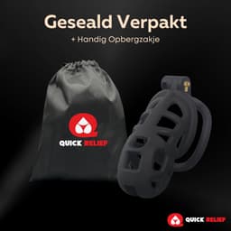 Quick Relief Elite Lock™ Medium - Chastity cage - Kuisheidskooi met 4 ringmaten - Kuisheidskooi voor Mannen - Sissy - Cock Cage - Zwart — thumbnail 11