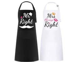 Gepersonaliseerd Mr & Mrs Schort - 2 Stuks Keukenschort voor Valentijnsdag, Bruiloft, Verloving en Verjaardag