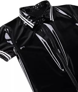 Heren Lakleren PVC Jumpsuit met Lange Rits Sexy Eendelig Slim Fit — thumbnail 2