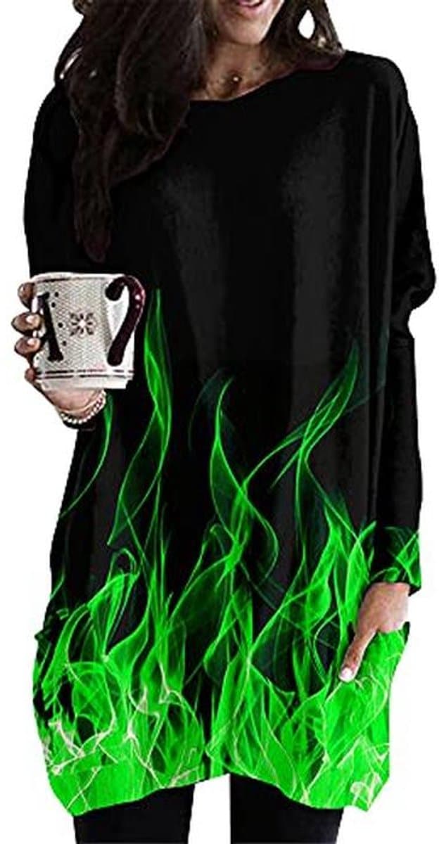 Dames T-shirt met lange mouwen - 3D vlam print - Casual oversized top voor herfst en winter — afbeelding 1