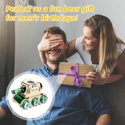 Houten Bierdrager - Tankvormige Bierkist van Hout - DIY Bierfleshouder - Verjaardagscadeau voor Mannen — thumbnail 3