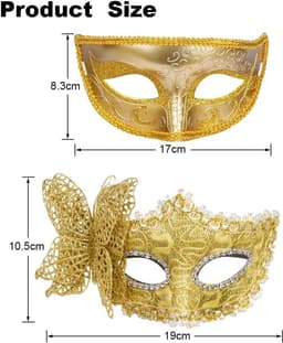 Masquerade Masks - 2pcs Lace Venetian Party Eye Mask - Halloween Costume Mask - Classic Mardi Gras Mask voor Stellen - Vrouwen en Mannen — thumbnail 16