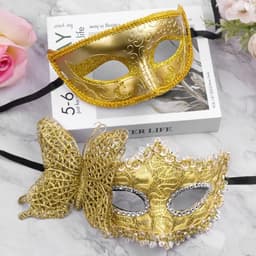 Masquerade Masks - 2pcs Lace Venetian Party Eye Mask - Halloween Costume Mask - Classic Mardi Gras Mask voor Stellen - Vrouwen en Mannen — thumbnail 10