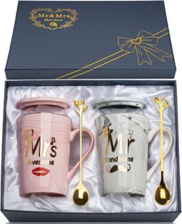 Romantisch Huwelijkscadeau voor Koppels - 2 Stuks Keramische Geschenkmokken 400ml — thumbnail 1