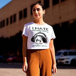 100% Katoenen T-Shirt met Korte Mouwen voor Mannen en Vrouwen, 5 Maten, Wit T-Shirt, I Hate Morning People — thumbnail 3