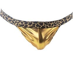 BamBella ® - Slip - maat Onesize S M L - goud kleurig panterprint bondage Sexy erotische heren onderbroek mannen