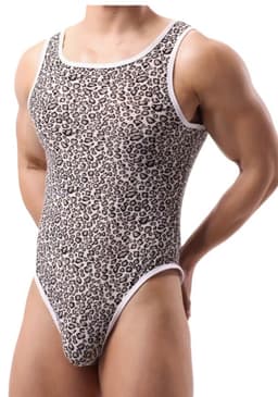 BamBella ® - Lingerie pak -Onesize - body suit - Heren- Maat Onesize Erotische panterprint jumpsuit Man Zwart rollenspel kleding valentijn voor mannen — thumbnail 1