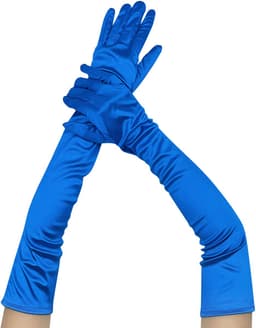 Lange dames handschoenen - extra lange satijnen stretch satijnen handschoenen - vintage feest dameshandschoenen - bruidshandschoenen - geschikt voor bruiden bruiloft opera theekransje — thumbnail 1