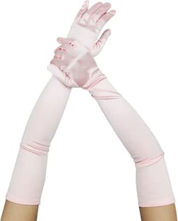 Lange dames handschoenen - extra lange satijnen stretch satijnen handschoenen - vintage feest dameshandschoenen - bruidshandschoenen - geschikt voor bruiden bruiloft opera theekransje — thumbnail 1