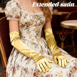 Lange dames handschoenen - extra lange satijnen stretch satijnen handschoenen - vintage feest dameshandschoenen - bruidshandschoenen - geschikt voor bruiden bruiloft opera theekransje — thumbnail 2