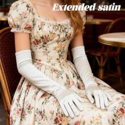 Lange dames handschoenen - extra lange satijnen stretch satijnen handschoenen - vintage feest dameshandschoenen - bruidshandschoenen - geschikt voor bruiden bruiloft opera theekransje — thumbnail 2