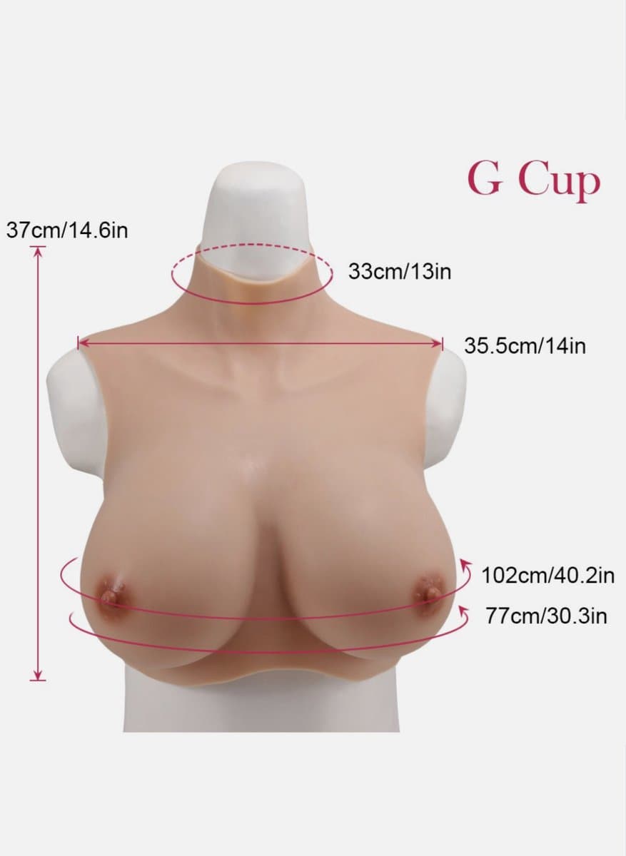 Siliconen borsten- G cup- Nep Borsten- 100% siliconen- 3650 gram -Crosdresser- Travestiet- Cosplay-Breastplate-Travestie- Natuurlijke look- Nep Tieten voor mannen- — afbeelding 1
