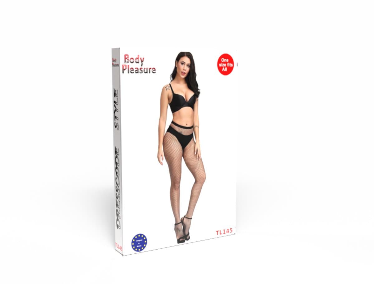 Body Pleasure Fishnet Panty – Fijn Raster – Zwart – Sensuele Netpanty in Luxe Giftbox TL145 — afbeelding 1
