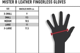 Mister B - Leren Handschoenen zonder Vingers - Zwart L — thumbnail 3