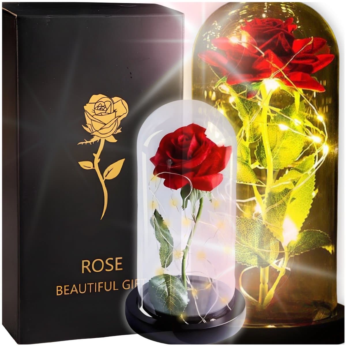 Zolta - Acrylglas Led Roos - Roze - 21cm - Geschenkverpakking — afbeelding 1