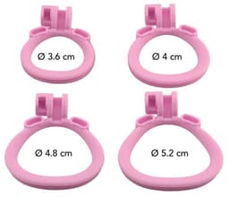 Hidden Desire - Kuisheidskooi - Penis Cage - P-Cage - Kunststof Kuisheidskooi - Chastity - Penis Kooi Roze - Kuisheidkooi met 4 Ringmaten - Penis Prison Cock Cage - Verkrijgbaar in 4 Lengtes - Male Chastity Cages - Maat M - 10 cm - Roze — thumbnail 6