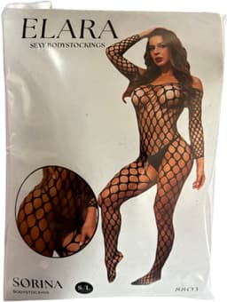 Elana - Sorina - Visnet Bodystocking Erotische Lingerie met Open Kruis - Lange mouwen - Visnet - Catsuit - S t/m XL - Sexy Dames Lingerie - Bodysuit — thumbnail 7