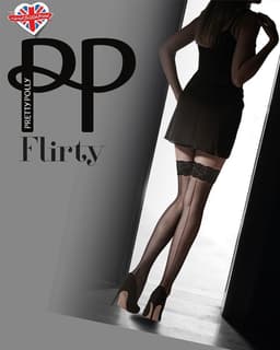 Flirty Velvet Lace Top Hold Up met naad Nude/Black — thumbnail 2