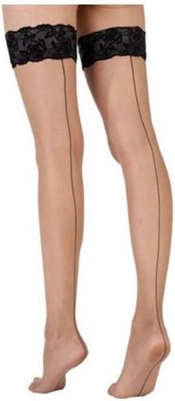 Flirty Velvet Lace Top Hold Up met naad Nude/Black — thumbnail 1