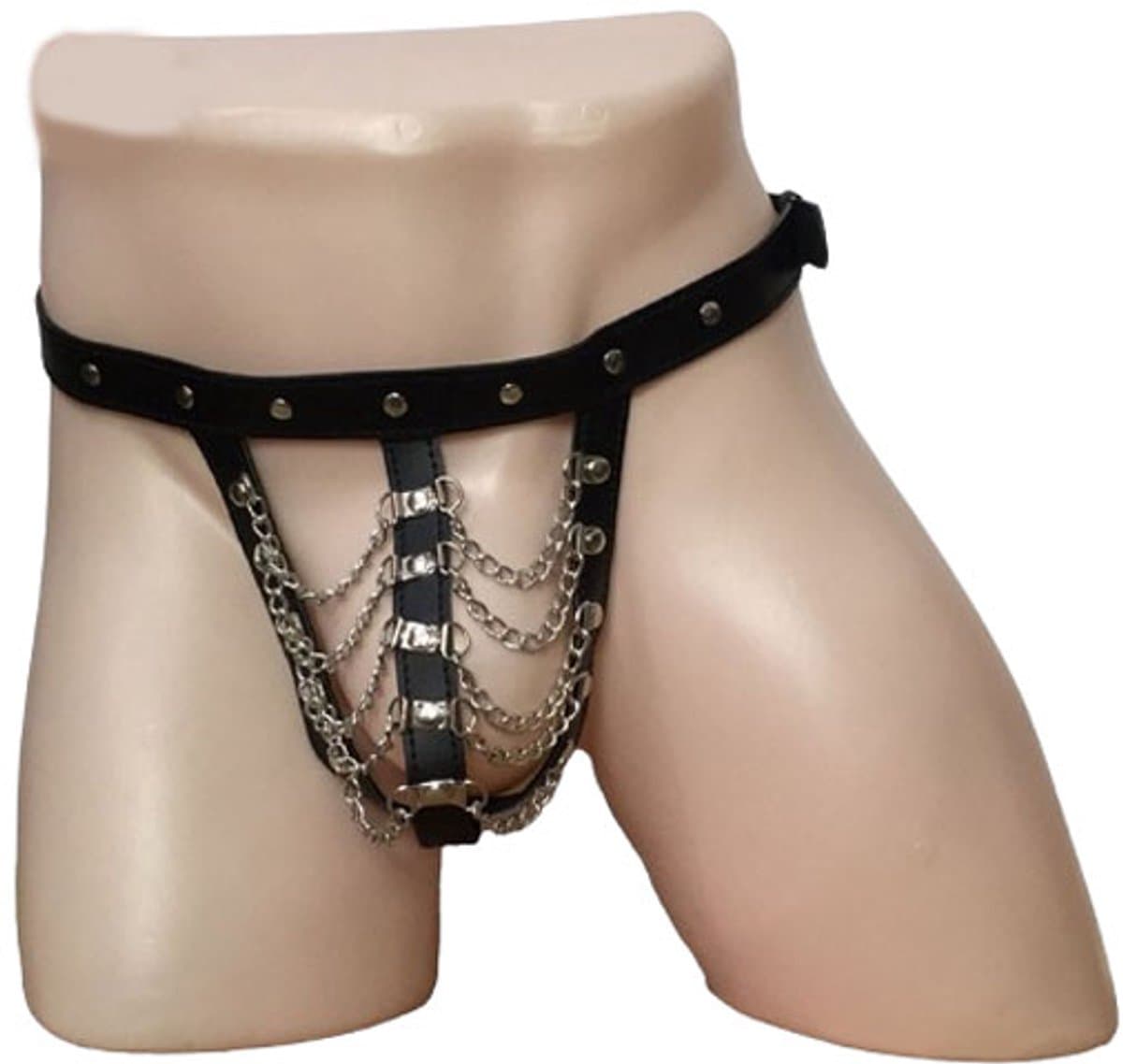 Ketting String - Leder - Kuisheid - Open kruis - Verstelbaar - BDSM - Erotisch — afbeelding 1