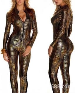 Erotische jumpsuit slangenhuid - Latex wetlook - Ritssluiting - Bodysuit — thumbnail 1