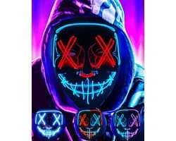 Oplichtend LED Halloween Masker - Lichtgevend El Wire Gezichtsmasker voor Kinderen en Volwassenen | Carnaval & Feest