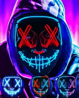 Oplichtend LED Halloween Masker - Lichtgevend El Wire Gezichtsmasker voor Kinderen en Volwassenen | Carnaval & Feest — thumbnail 1
