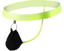 Heren Pouch String - Plussize - Geel - Zwart - Peniskooi - Erotische Lingerie