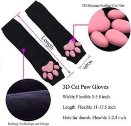 Kawaii Poot Kostuum Set - 3D Vingerloze Kat Klauw Handschoenen en Sokken voor Dames — thumbnail 2