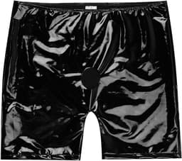 Glanzende Latex Look Korte Heren Boxer Shorts Natte Look Sexy Lingerie Clubwear — thumbnail 3