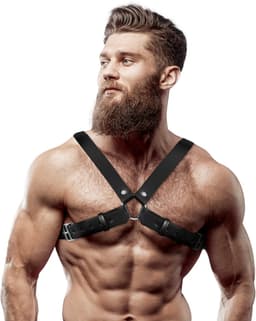 Fetish Submissive Attitude - Mens Adjustable Eco-Leather Cross Chest Bulldog Harnas — thumbnail 1
