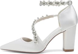 Dames Pumps met Enkelriempjes en Gesloten Teen - Zilver - Trouwschoenen — thumbnail 2