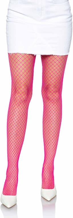 Neon Pink Lycra Fishnet Pantyhose Einheitsgröße — thumbnail 3