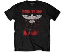 Oversized Band T-Shirt Heren Zwart met Duif Opdruk (Metal/Rock Merch)