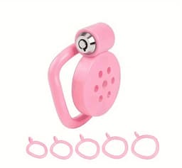 Mini peniskooi - Mini chastity - Zwart - kuisheidskooi - sub - kinky - kathether - 5 maat ringen - sleutels - bdsm — thumbnail 4