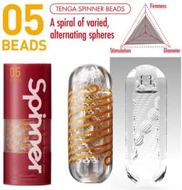 Tenga - Spinner 05 Beads Masturbator - Transparant/Oranje — thumbnail 2
