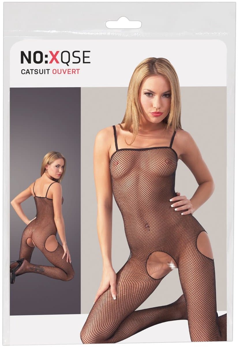Mandy Mystery Lingerie – Erotische Catsuit met Open Kruis voor een Onvergetelijke Indruk – Maat S/M – zwart — afbeelding 1