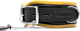 BRUTUS LEATHER - Leren Halsband - Zwart/Geel — thumbnail 3