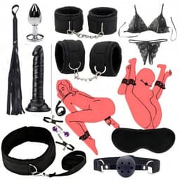 Oneay BDSM Bed Bondage Set - 10 Delig - SM Handboeien - Bedboeien - Enkelboeien - Springzweep - Blinddoek - Sex Toys voor Koppels - Seksspeeltjes voor mannen en vrouwen - Zwart — thumbnail 1